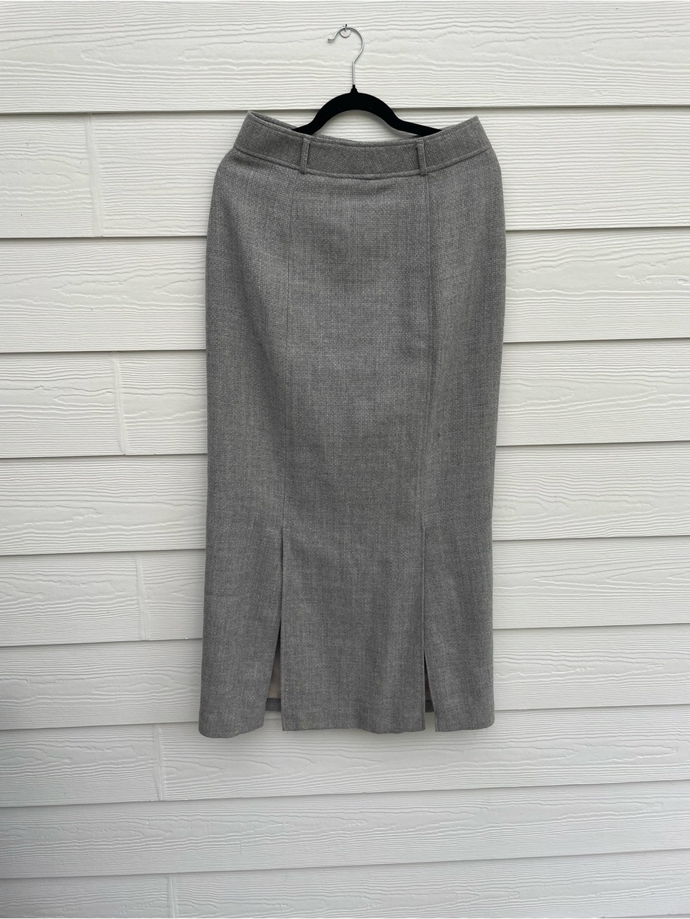 Ann Freeburg Classic Gray Midi Pencil Skirt